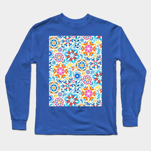 Watercolor Kaleidoscope Floral - brights Long Sleeve T-Shirt by micklyn